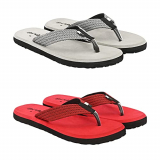 Birde Men Grey & Red Premium Eva Slippers & Flipflops Combo Pack Of 2