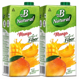 B Natural Mango Juice, Goodness Of Fiber, Made With Choicest Mangoes, 1 Litre (Pack Of 2)