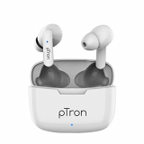 Ptron Bassbuds Duo In Ear Earbuds With 32Hrs Total Playtime, Bluetooth 5.1 Wireless Headphones, Stereo Audio, Touch Control Tws, With Mic, Type-C Fast Charging, Ipx4 & Voice Assistance (White)
