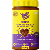 Yogabar Crunchy Peanut Butter 400g | Dark Chocolate Peanut Butter Crunchy with No Palm Oil & Anti-Oxidants | Creamy, Crunchy & Chocolatey | Non GMO Vegan Peanut Butter | Contains no Palm Oil or Preservatives